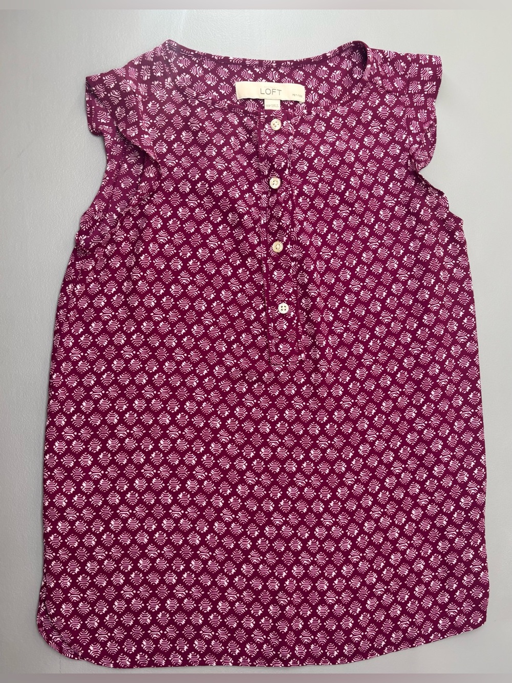 LOFT Printed Button-Front Sleeveless Top XXSP